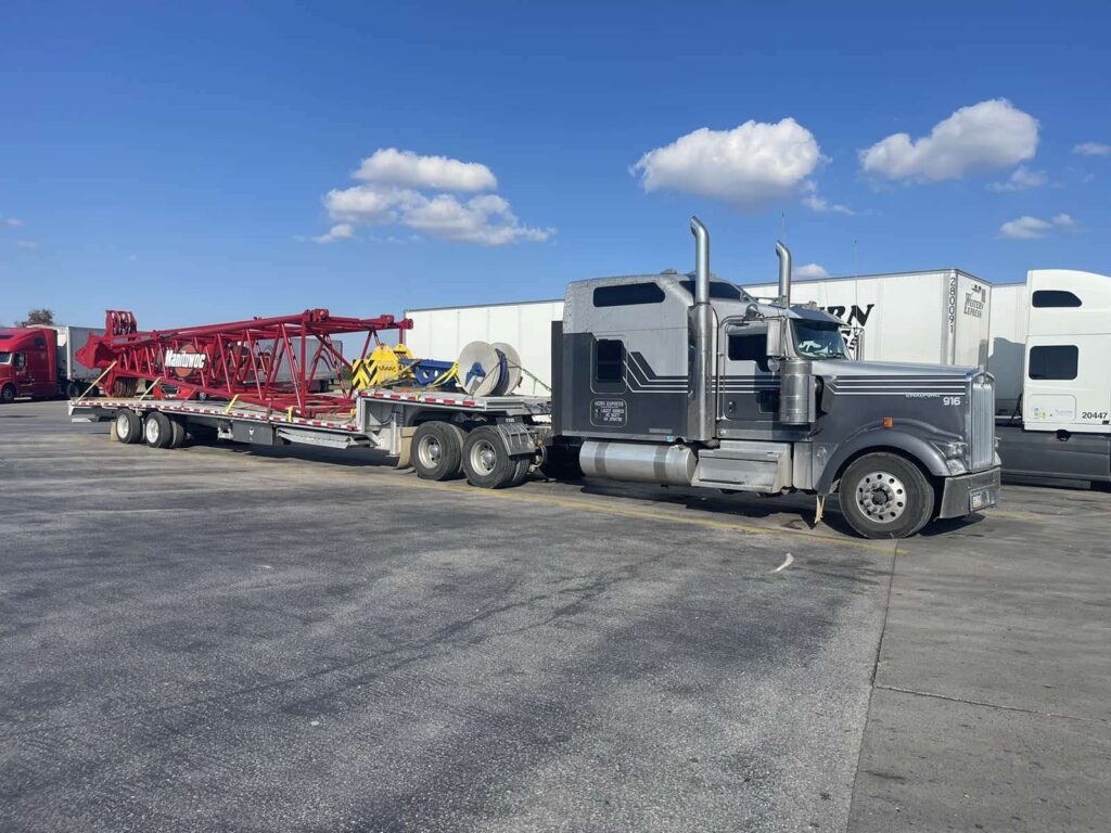 loaded drop deck trailer