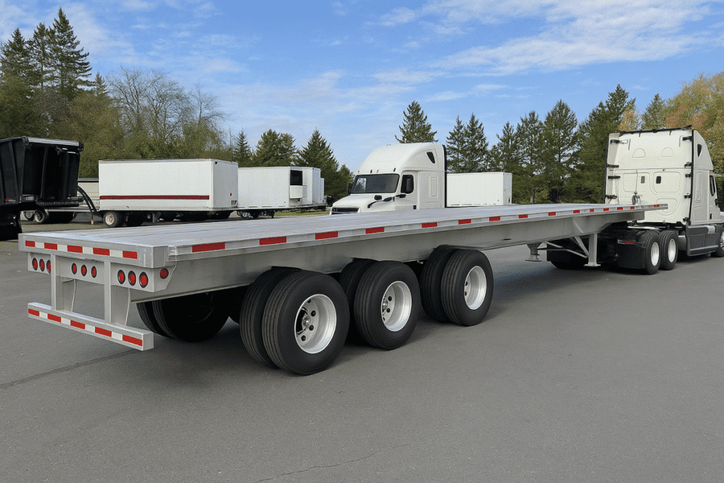3 axle flatbed trailer empty