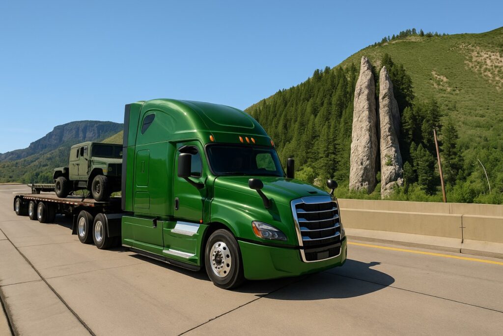 Heavy Haul Trailer Transporting military viechle