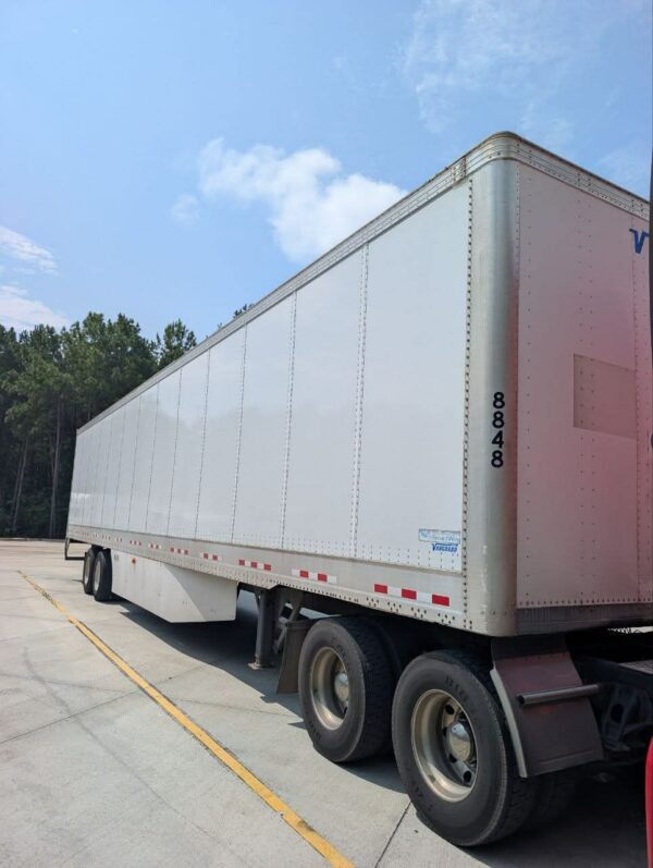 2022 Vanguard 53 ft dry van trailer with white exterior, rear swing doors, and tandem rear axles.