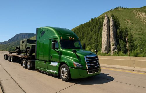 Heavy Haul Trailer Transporting military viechle