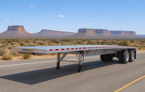 2 axle aluminum flatbed trailer in dessert